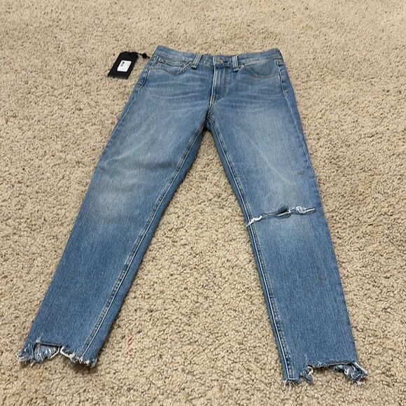 NWT Rag & Bone Nina High Rise Ankle Skinny Distressed Blue Jeans size 25 (Aspen) - Picture 1 of 12
